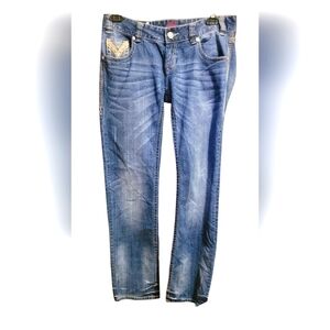 Rock N Roll Cowgirl Stylish Blue Jeans for Women 21 Length 34 Waist